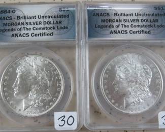 ANACS BU UNC Morgan Silver Dollars