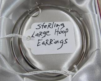 Large Sterling Hoop Earrings
