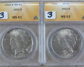 ANACS Graded Peace Silver Dollars