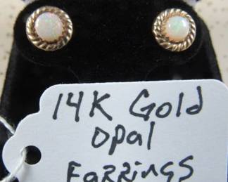 14K Gold Opal Earrings