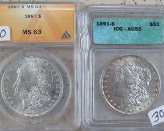 ANACS & ICG Graded Morgan Silver Dollars