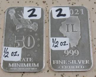 1/2 oz. Silver Bars