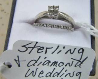 Sterling & Diamond Wedding Set