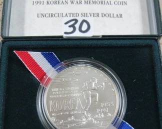 1991 Korean War UNC. Silver Dollar