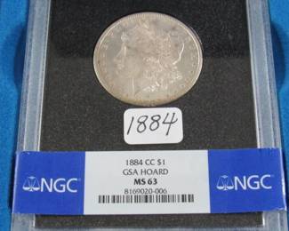 GSA 1884 Carson City Silver Dollar in Box - NGC Graded MS 63