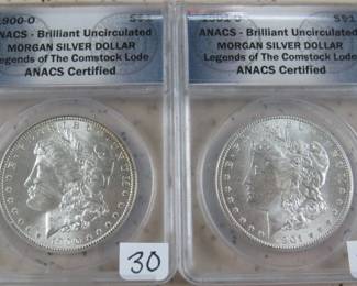 ANACS BU UNC Morgan Silver Dollars