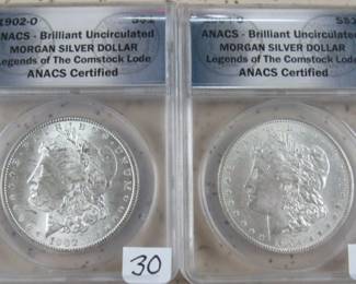 ANACS BU UNC Morgan Silver Dollars