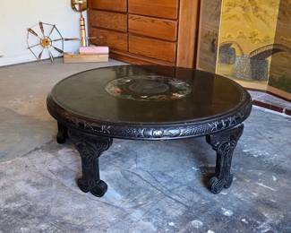 Gorgeous vintage black lacquer table