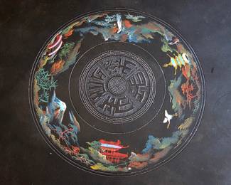 Gorgeous vintage black lacquer table