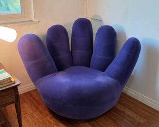 Vintage velvet swivel hand chair