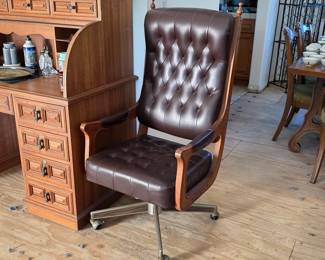 Vintage leather high back office chair