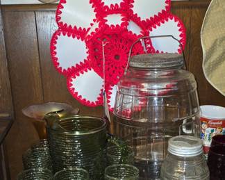Vintage Jars and Avocado Anchor Glass