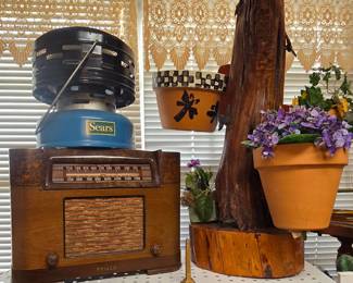 Sears Heater - Antique Radio - Flower Pot Tree