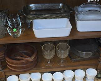 Milk Glass - Wooden Bowls -,Kitchen Items