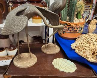 Pair Brass Cranes - Truetons Antique Radio