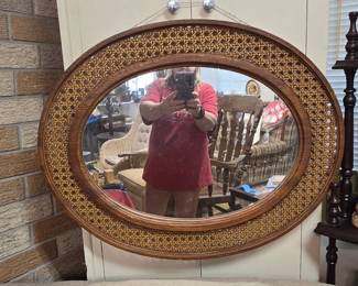 Midcentury Wicker Mirror