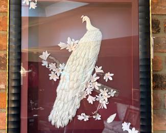 Signed Mixed Media Peacock Art 