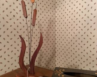 MCM Wood Cattails Sculpture