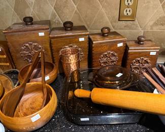 Rolling Pin, Wooden Bowls, Wooden Canisters 