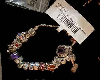 (B) Sterling Chamilia Charm Bracelet 