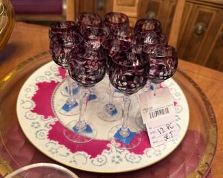 12pc Cut Crystal Sherry Glasses 