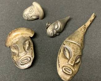 CT397VVintage Silver Tribal Mask Jewelry