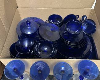 Blue Glass Dining Set