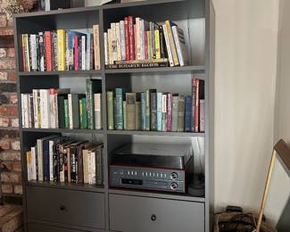 Stereo System for Bluetooth, Vinyl, Radio and CD's and bookcase