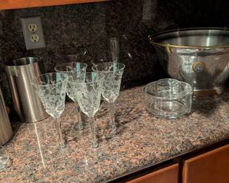 Bar Ware, Crystal Stems, Ice Buckets