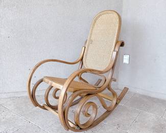 Vintage Mid- Century Thonet Style Bentwood Rocking Chair. This item can be purchased for pre-sale on our website: https://www.pureandsimplecarolinas.com/shop/belmont-presales