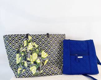 vera bradley la neon rose vinyl double take tote & blue hipster crossbody bag