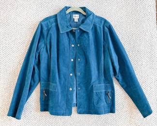 teal faux suede jacket chicos