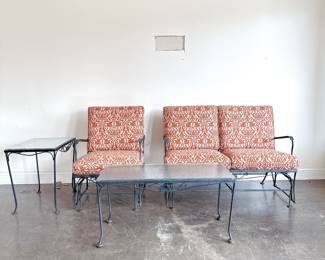 Vintage Outdoor Wrought Iron Patio Set. This item can be purchased for pre-sale on our website: https://www.pureandsimplecarolinas.com/shop/belmont-presales