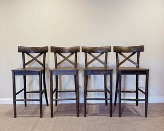 Set of 4 Elements International Coronado Rustic Dark Brown Wood High Top Chairs. This item can be purchased for pre-sale on our website: https://www.pureandsimplecarolinas.com/shop/belmont-presales