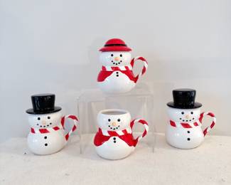 williams sonoma holiday snowman snowmaid mugs