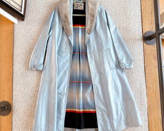 style shop blue leather coat