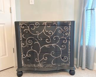 Decorative Hand-Painted Black 3-Drawer Chest