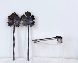 metal leaf shaped millinery tools pair