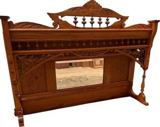 Ornate Antique Carved Oak Furniture Top With Mirror Victorian Style