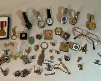 Vintage Mens Accessory Collection  Watches, Cufflinks, Medals, Pins  More