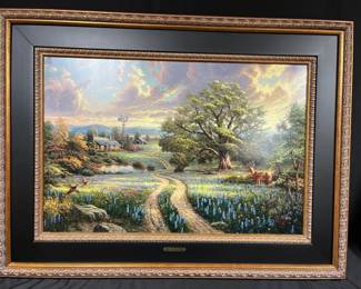 Hand Highlighted Thomas Kinkade Country Living Framed Print  Large Ornate Frame with Certificate