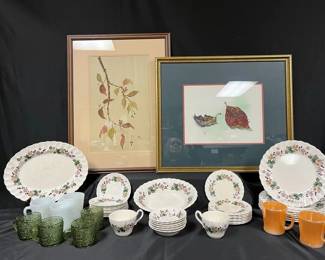 Myott China Dinnerware Set, Fire King Mugs Framed Art Prints