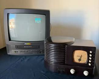 Sylvania CRT TV With BuiltIn VHS  Crosley Vintage Style Radio