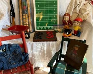 Vintage Childrens Toys  Games  Croquet Set, Rocking Chairs, Football Board  Decor