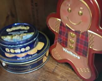 Gingerbread man cookie jar, Walkers Shortbread tin, collectible kitchen decor
