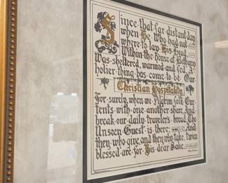 Framed calligraphy Christian blessing prayer, illuminated manuscript style