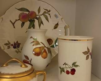 Ceramic kitchen canisters with fruit pattern, apples and pears