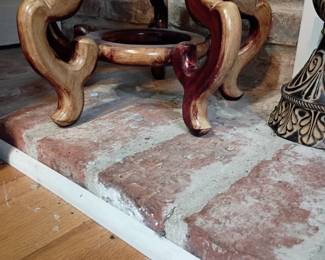 Ornate carved wood table base, cabriole legs, Victorian style furniture