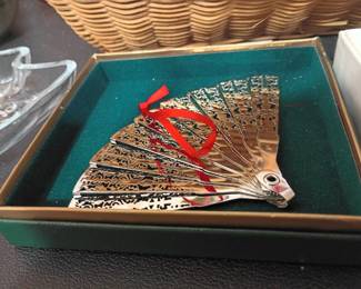 Folded book art bird sculpture, paper craft decor, teal lacquer tray, wicker basket, handmade art