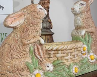 Ceramic bunny rabbit candleholder, Easter spring decor